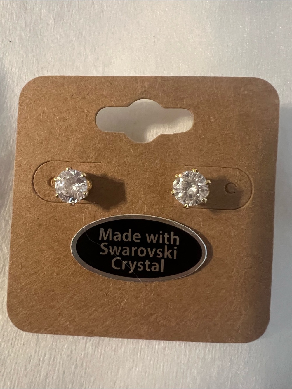 Made with Swarovski Crystal Gold-Tone Clear Crystal Stud Earrings